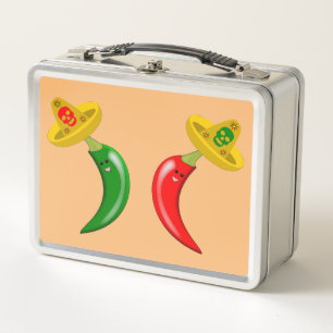 Day of the Dead Mexican Chilis Metal Lunch Box