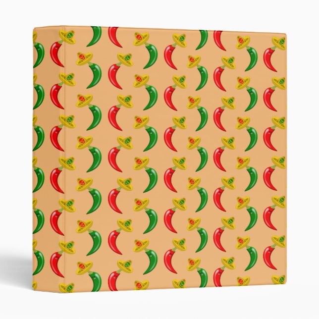 Day of the Dead Mexican Chilis Patterned Binder (Front/Spine)