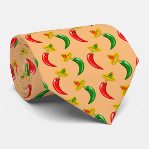 Day of the Dead Mexican Chilis Patterned Tie