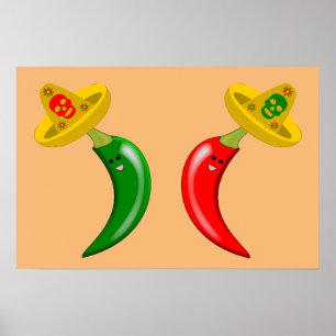 Day of the Dead Mexican Chilis Poster