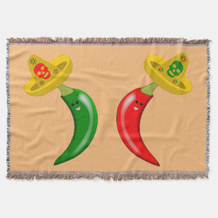 Day of the Dead Mexican Chilis Throw Blanket