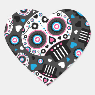 Day of the Dead Mexican Skull Pattern Heart Sticker