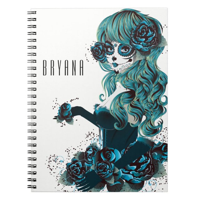 Day of the Dead Mexican Sugar Skull Girl Custom Notebook (Front)