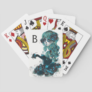 Day of the Dead Mexican Sugar Skull Girl Custom Playing Cards