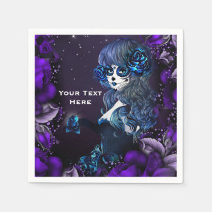Day of the Dead Mexican Sugar Skull Purple Party Napkin