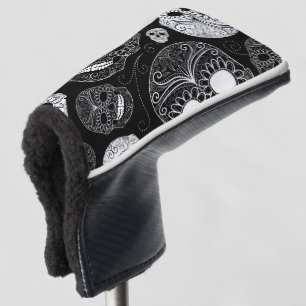 Day of the Dead Mosaic Art Black & White Golf Head Cover