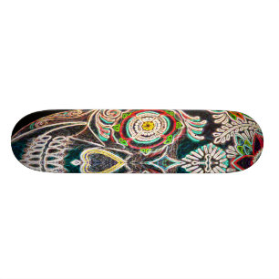 Day of the Dead Neon Glow Skateboard