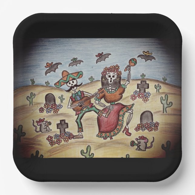 Day of the Dead Paper Plate (Front)