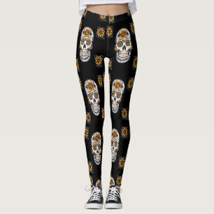 Day of the dead pattern leggings