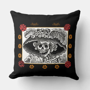 Day of the Dead Pillow - La Catrina with Roses