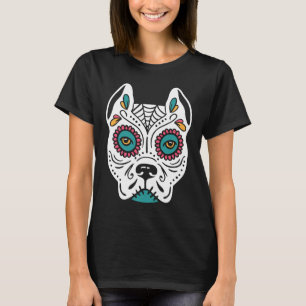 Day Of The Dead Pit Bull Dog Sugar Skull T-Shirt