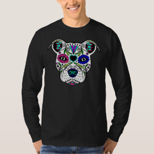 Day Of The Dead Pit Bull Mom Dog Rescue Sugar Skul T-Shirt