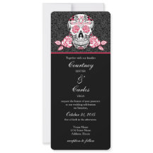 Day of the Dead Red Sugar Skull Wedding Invitation