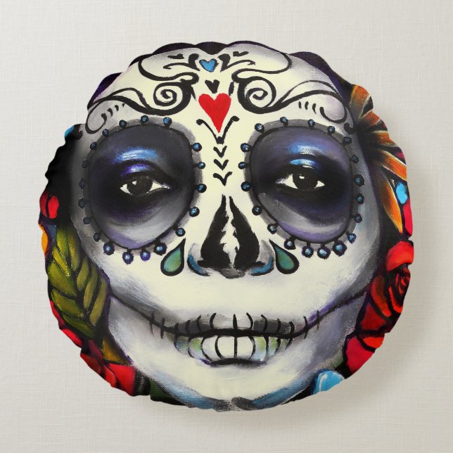 Day of the Dead Round Pillow (Front)