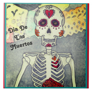 Day of the Dead Skeleton Bride Pretty Tile