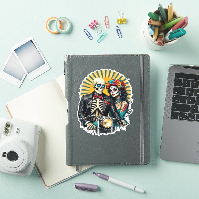 Day of the Dead Skeleton Couple Bikers (iPad Cover)
