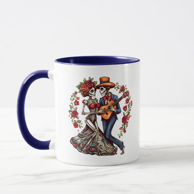 Day of the Dead Skeleton Dancing  Mug (Left)