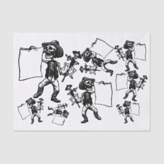 Day of the Dead Skeleton Etching Decoupage Collage Tissue Paper