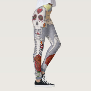 Day of the Dead Skeleton Flowers Women's Leggings