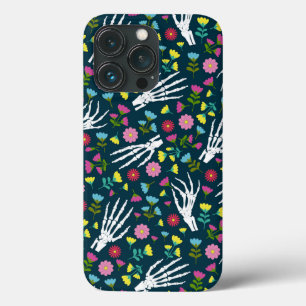 Day of The Dead Skeleton Hands Floral Black iPhone 13 Pro Case
