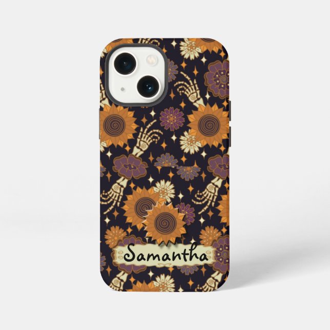 Day of the Dead Skeleton Hands Floral iPhone Case (Back)