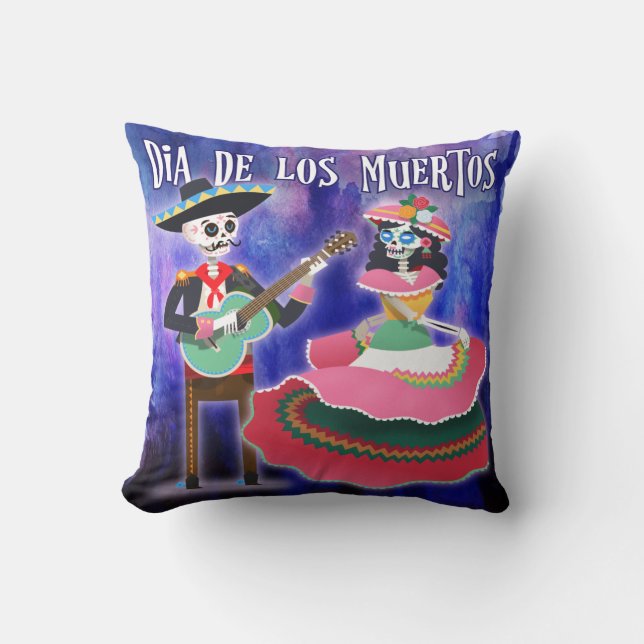 Day of The Dead Skeletons Dia De Los Muertos Throw Pillow (Front)