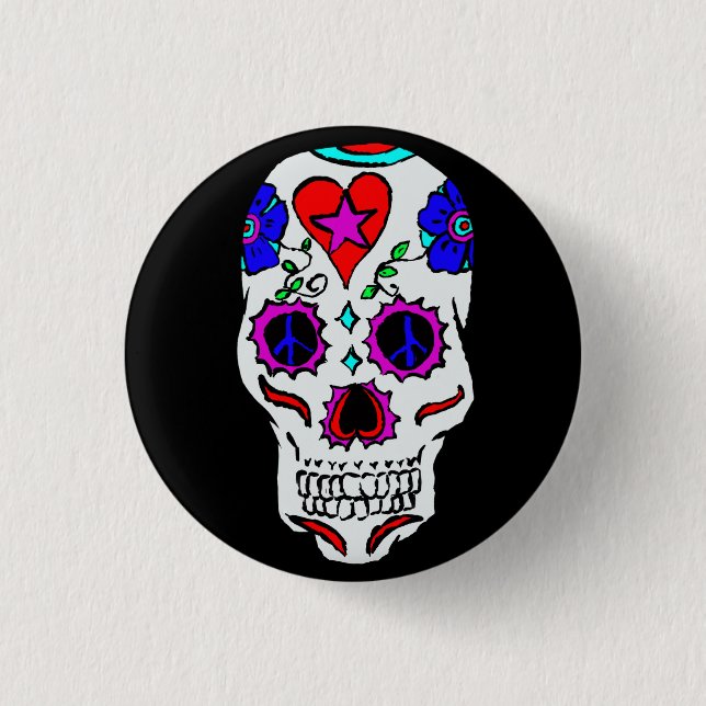 Day Of The Dead Skull 1 Inch Round Button (Front)