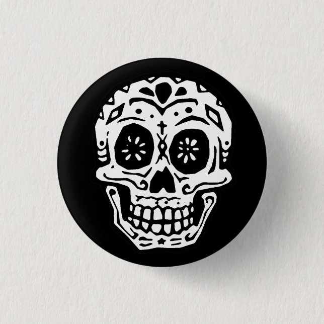 Day Of The Dead Skull 2 1 Inch Round Button (Front)