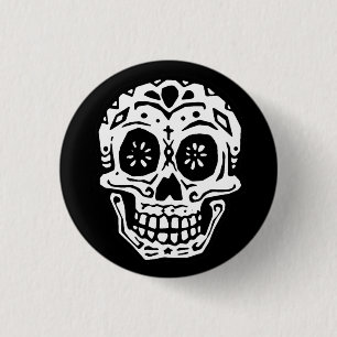 Day Of The Dead Skull 2 1 Inch Round Button
