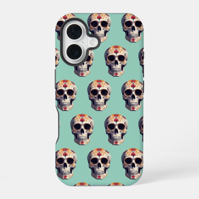 Day of the Dead Skull 2 iPhone 16 Case (Back)