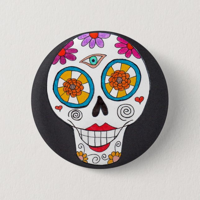 Day of the Dead Skull Button (Front)