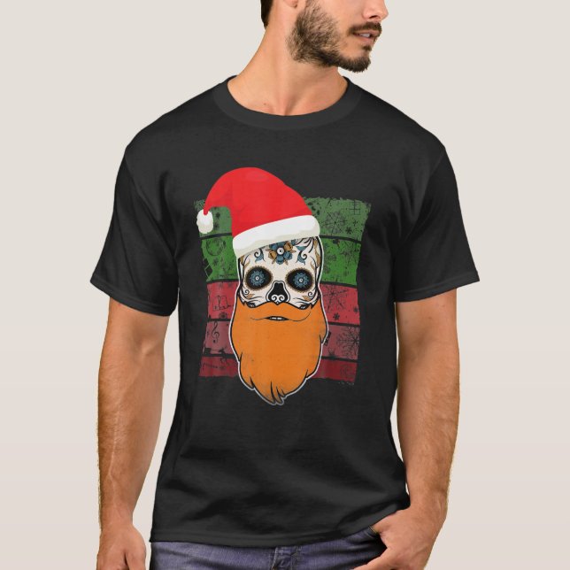 Day Of The Dead Skull Christmas Santa Hat Ginger B T-Shirt (Front)