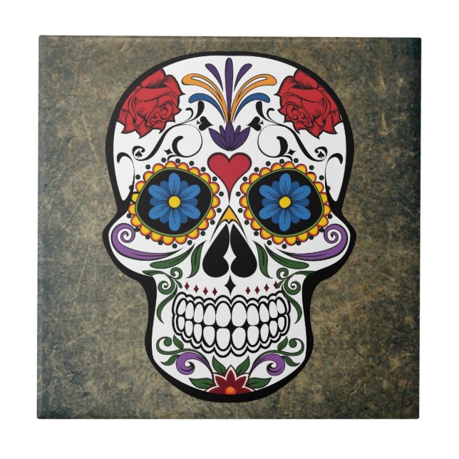 Day of the Dead Skull Día de Muertos Mexico Tile (Front)