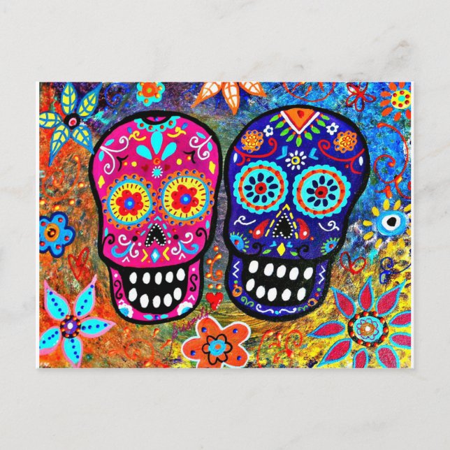 Day of the Dead Skull Heads Postcard (Front)