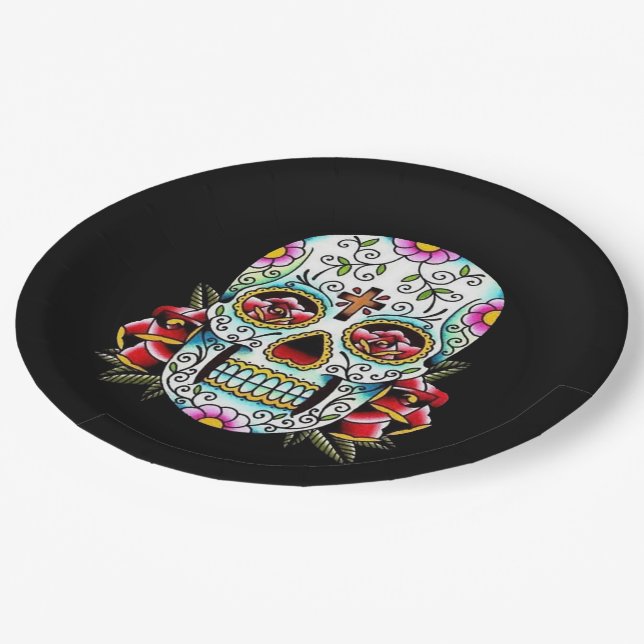 Day of the Dead Skull Paper Plate (Angled)