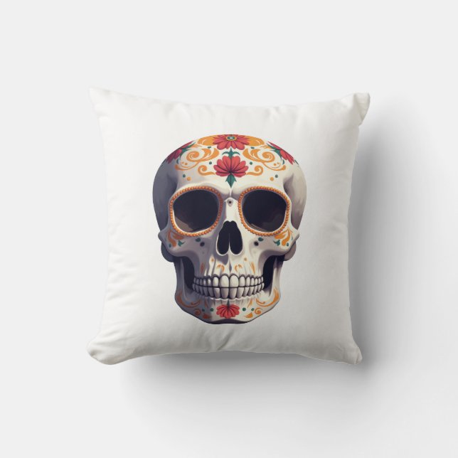 Day of the Dead Skull  Throw Pillow (Front)