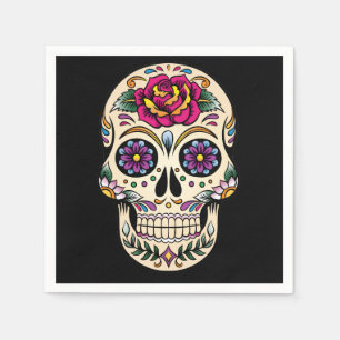Day of the Dead Skull with Rose Napkin