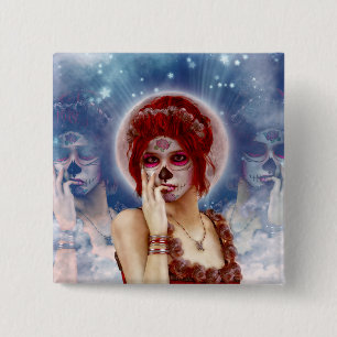 Day Of The Dead sugar doll 2 Inch Square Button