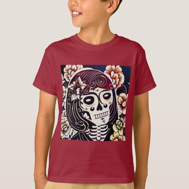 Day of the Dead Sugar Skull 2 T-Shirt (Front)