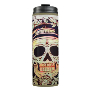 Day of the Dead Sugar Skull 3 Thermal Tumbler
