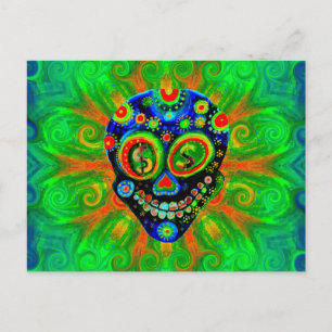 Day Of The Dead Sugar Skull Art Postcard