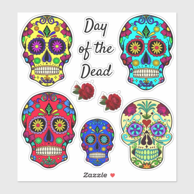 Day of the Dead Sugar Skull Big Stickers (Sheet)