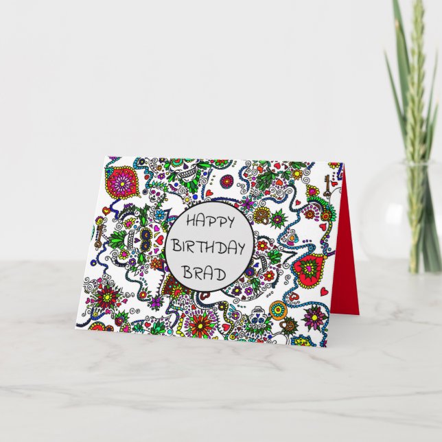 Day Of The Dead Sugar Skull Birthday Card (Front)