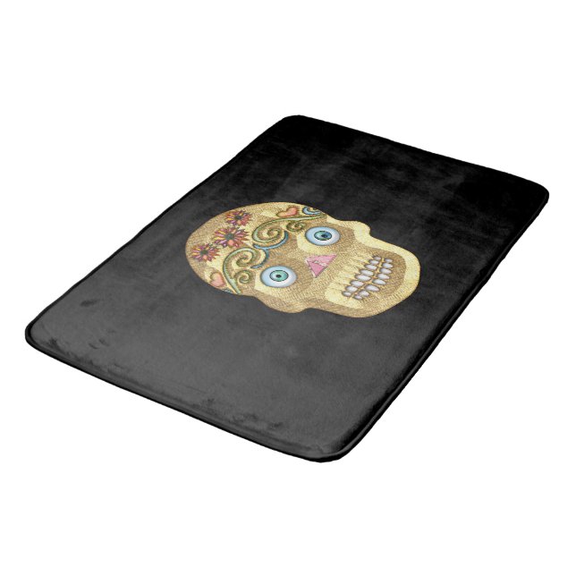 Day of the Dead Sugar Skull (Blonde) Bath Mat (Angled)
