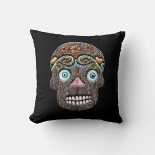 Day of the Dead Sugar Skull (Blonde) Throw Pillow