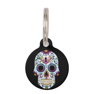 Day of the Dead Sugar Skull Blue Pet Tag