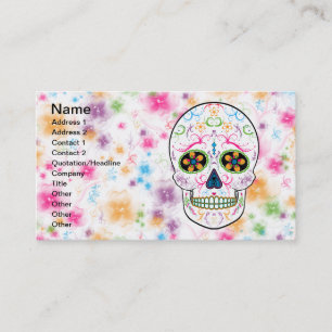 Day of the Dead Sugar Skull - Bright Multi Colour Business Card