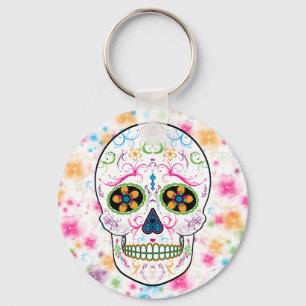Day of the Dead Sugar Skull - Bright Multi Colour Keychain