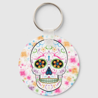 Day of the Dead Sugar Skull - Bright Multi Colour Keychain