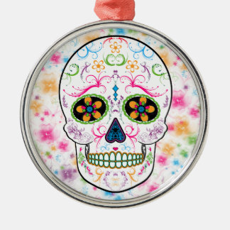 Day of the Dead Sugar Skull - Bright Multi Colour Metal Ornament